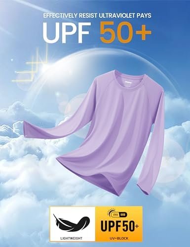 Men's Long Sleeve Shirts UPF 50+ UV Sun Protection Athletic Shirts for Hiking Running Workout Rash Guard