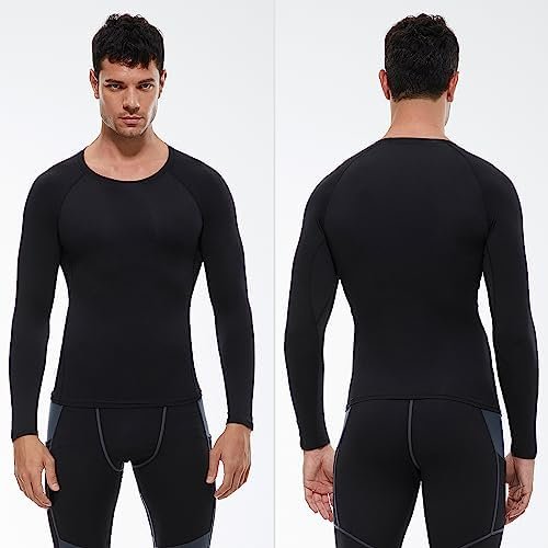 Men's Long Sleeve Compression Shirts Base-Layer Quick Dry Tops Workout Crewneck T Shirts