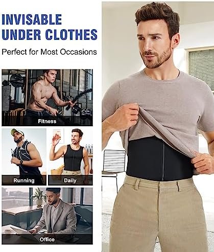 Compression Shirts for Men Zipper Vest Body Shaper Slimmer Undershirts