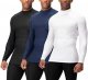 3 Pack Men's Athletic Turtle Neck Long Sleeve Compression Shirts