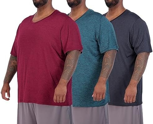 3 Pack: Mens Big & Tall V-Neck Short-Sleeve Tech Stretch Dry-Fit T-Shirt (3X Tall-5X Tall)