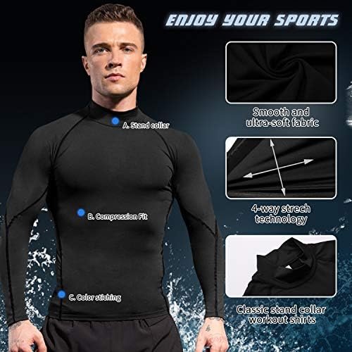 2/4 Pack Men's Compression Shirts Long/Short Sleeve Athletic Workout Tops Gym Undershirts Sports Baselayers Rash Guard