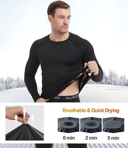 5 Pack Thermal Compression Shirts for Men Long Sleeve Running Gear Undershirt Base Layer for Winter Cold Weather