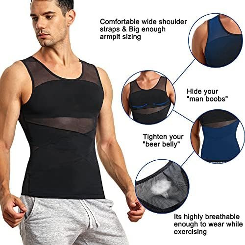 Mens Compression Shirt Slimming Body Shaper Vest Sleeveless Undershirt Tank Top Tummy Control Shapewear for Men