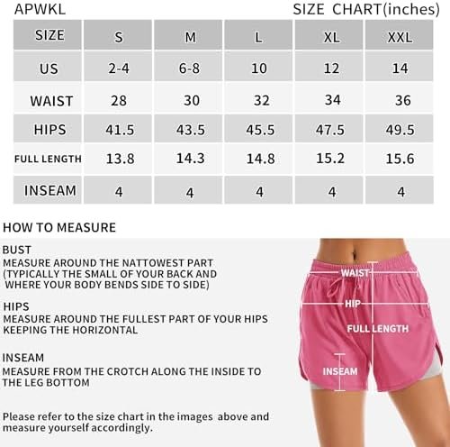 Women's 2 in 1 Athletic Running Shorts High Waisted Workout Casual Gym Sweat Shorts Mesh Comfy Liner Zipper Pockets