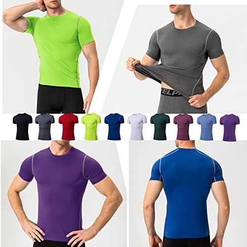 Mens Compression Shirts Short Sleeve Athletic Compression Tops Dry Fit Running T-Shirt Sports Base Layer Undershirts