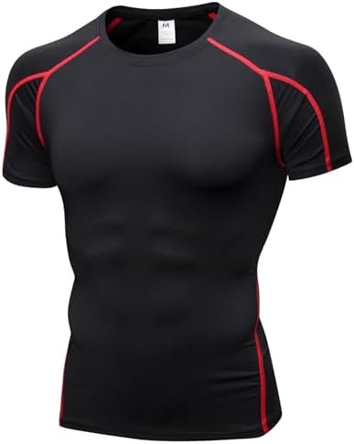 Men's Compression Shirts Short Sleeve Athletic Workout Undershirts Quick Dry Base Layer Sports T-Shirts Running Tops