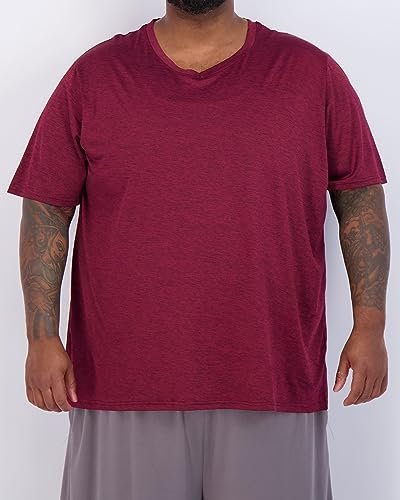 3 Pack: Mens Big & Tall V-Neck Short-Sleeve Tech Stretch Dry-Fit T-Shirt (3X Tall-5X Tall)