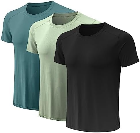 3 Pack Men Gym Tops for Men Running Shirts Men Quick Dry Sport Training Short Sleeve Tops Breathable Athletic Workout T Shirt