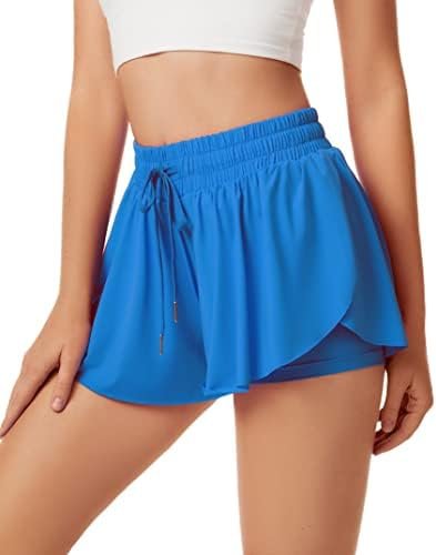 Athletic Shorts for Women Running Tennis Sports Shorts 2-in-1 Double Layer Quick-Drying Comfy Shorts Skort