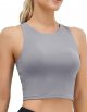 Women's High Neck Crop Top Sleeveless Racer Back Basic Workout Tank Tops Shirt