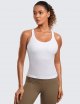 Seamless Ribbed Womens Tank Top Racerback Camisoles with Built in Bra Padded Scoop Neck Athletic Workout Slim Tanks