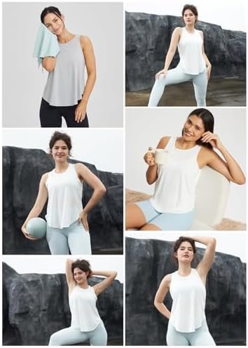 Women's SleevelessWorkout Shirts Yoga Tank Tops Loose Fit Athletic Running Active Shirt Sports Gym