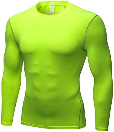 Running Tops Mens Cool Dry Compression Shirt Long Sleeve Base Layer Sport Shirts for Gym, Running, Cycling, Hiking, Workout