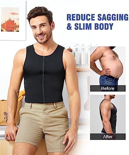 Compression Shirts for Men Zipper Vest Body Shaper Slimmer Undershirts