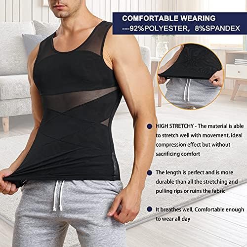 Mens Compression Shirt Slimming Body Shaper Vest Sleeveless Undershirt Tank Top Tummy Control Shapewear for Men