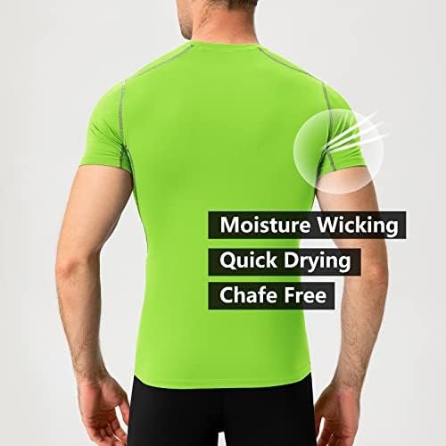 Mens Compression Shirts Short Sleeve Athletic Compression Tops Dry Fit Running T-Shirt Sports Base Layer Undershirts