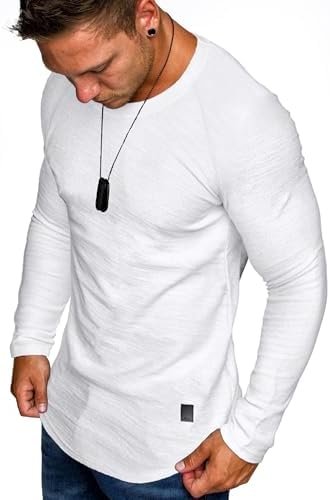 Mens Long Sleeves Muscle Casual Hipster Shirts Gym Workout Athletic Tops Pullover Curve Hem Tees