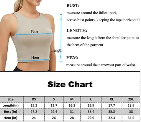 Women's High Neck Crop Top Sleeveless Racer Back Basic Workout Tank Tops Shirt